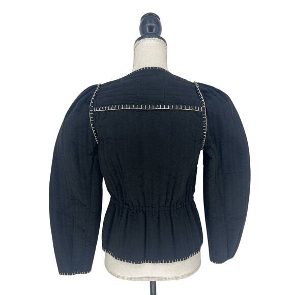 Anthropologie Quilted Puff Sleeve Jacket in Black - Picture 10 of 11